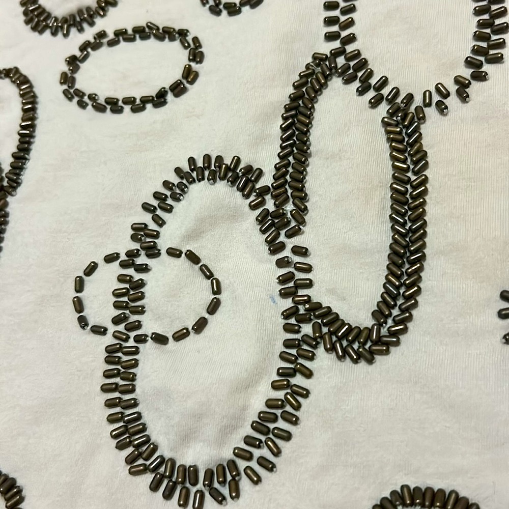 Chico's Women’s Beaded Short Sleeve T-Shirt Cream size 3 (XL/16) - Picture 4 of 6